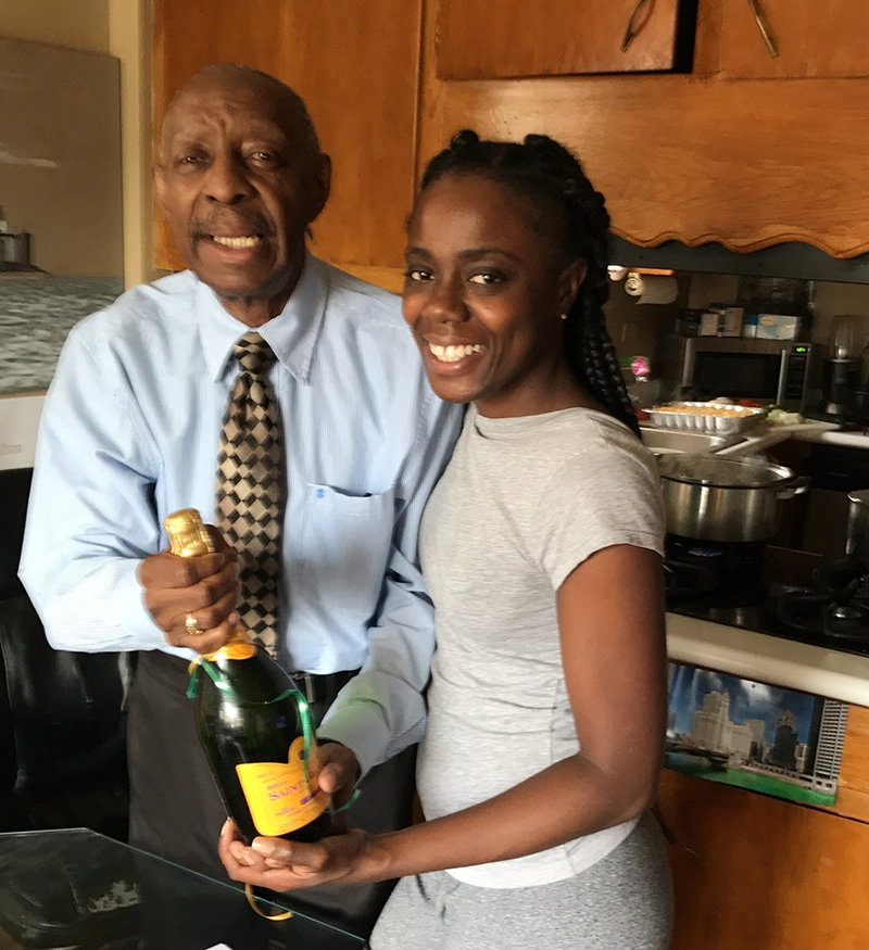 Arliet and Milton open wine