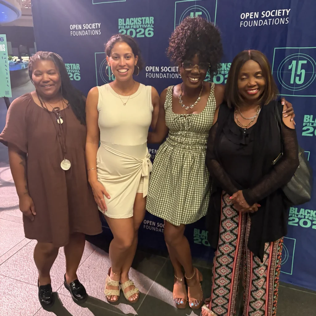 Arelita posing with a group of attendees at the BlackStar Film Festival